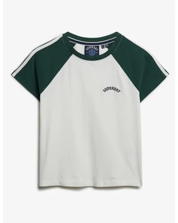 Tricou cu doua nuante si maneci raglan, Alb fildes/Verde englez