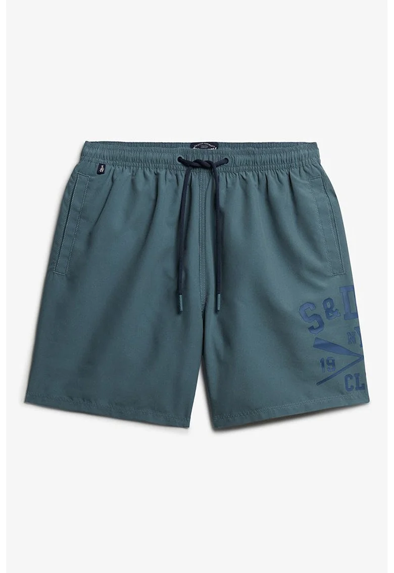 Pantaloni scurti de baie cu buzunare, Albastru inchis/Albastru prafuit