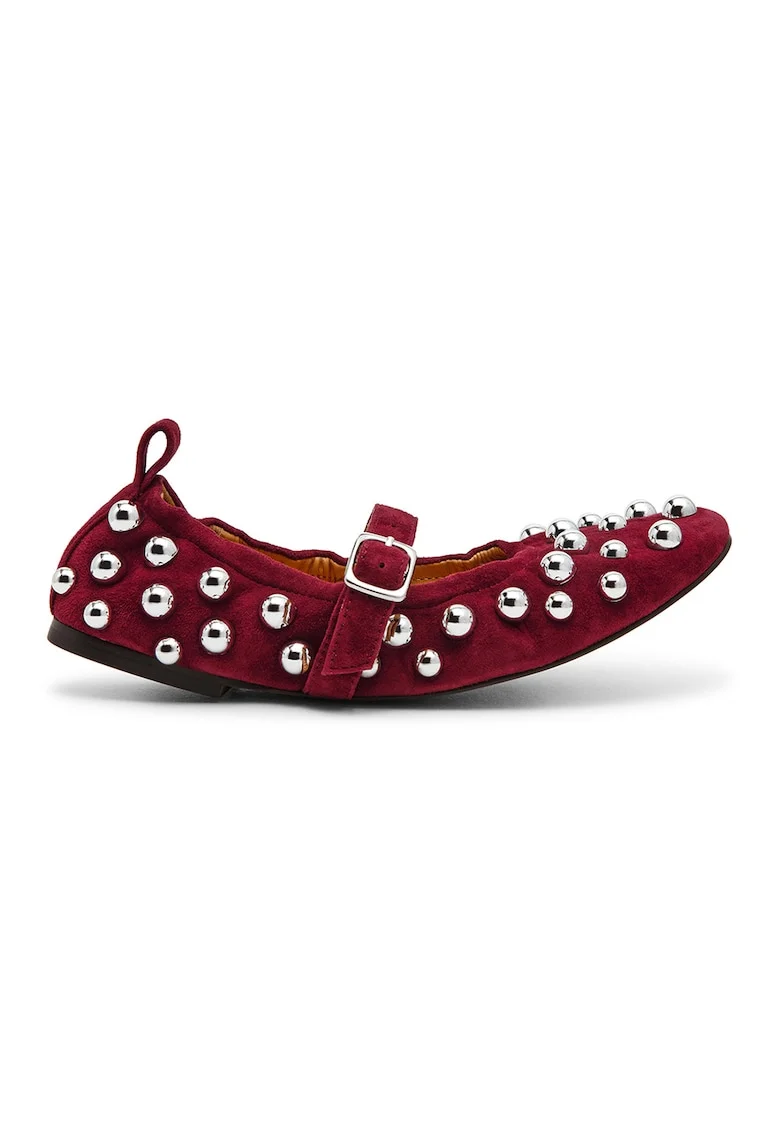 Pantofi Mary Jane din piele intoarsa cu nituri Sunrays, Rosu inchis