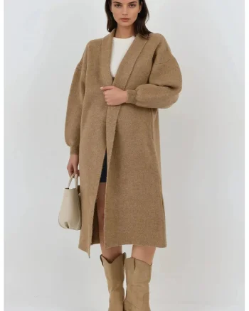 Cardigan lung,  maro, acril/poliester, One Size