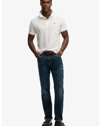 Tricou polo regular fit, Alb optic