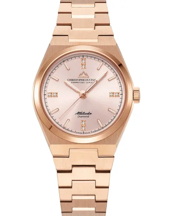 Ceas din otel inoxidabil cu 8 diamante, Auriu rose