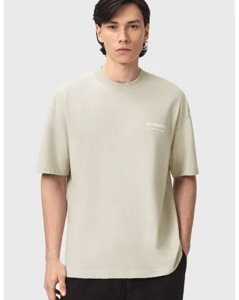 Tricou supradimensionat cu imprimeu text, Alb/Bej