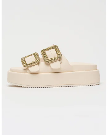 Papuci flatform Noa Ari Glam, Crem