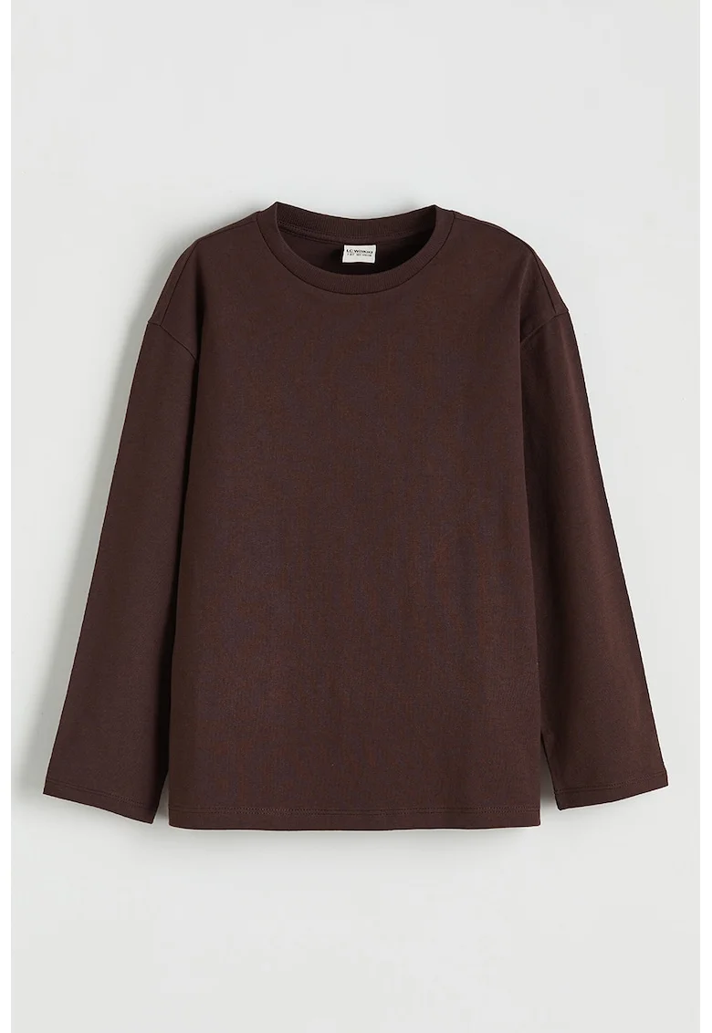Bluza uni din bumbac, Maro inchis