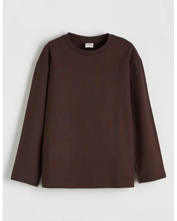 Bluza uni din bumbac, Maro inchis