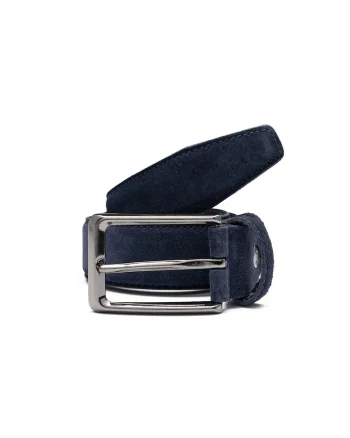 Curea piele barbati,  bleumarin, Simple line, 120cm