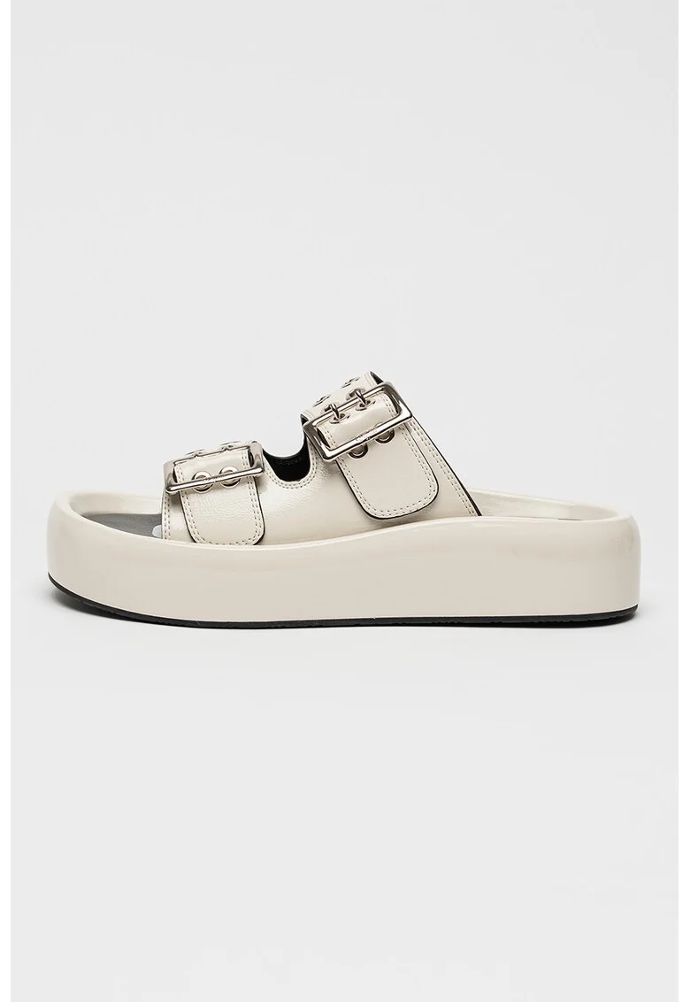 Papuci flatform Raya Ari, Negru/Alb murdar