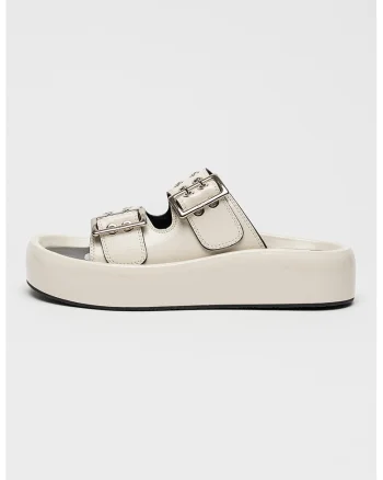 Papuci flatform Raya Ari, Negru/Alb murdar