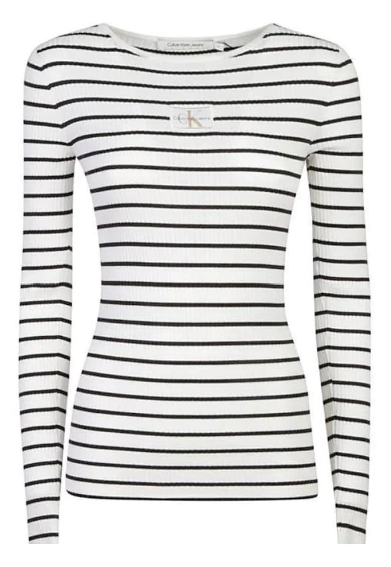 Bluza din amestec de lyocell cu imprimeu in dungi,