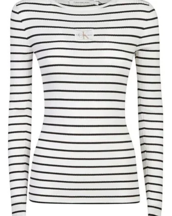 Bluza din amestec de lyocell cu imprimeu in dungi,
