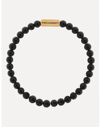Bratara cu onix si inchidere placata cu 18K, Auriu/Negru