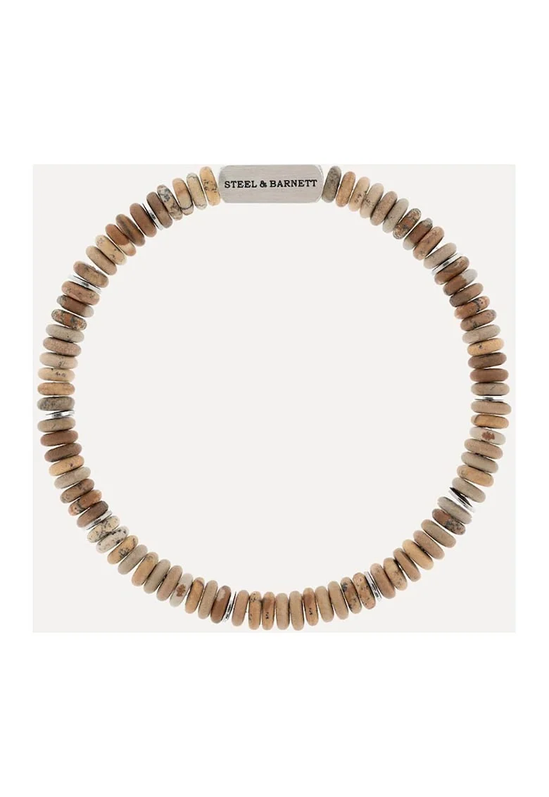 Bratara elastica decorata cu pietre pretioase Jasper, Maro nisip