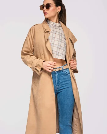 Palton de tranzitie midi  OW-COLC-0115, Bej