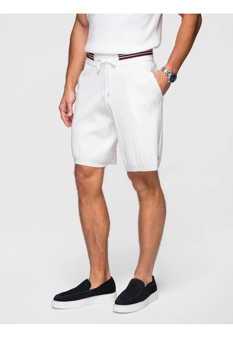 Pantaloni scurti din viscoza  OM-SRCS-0203, Alb