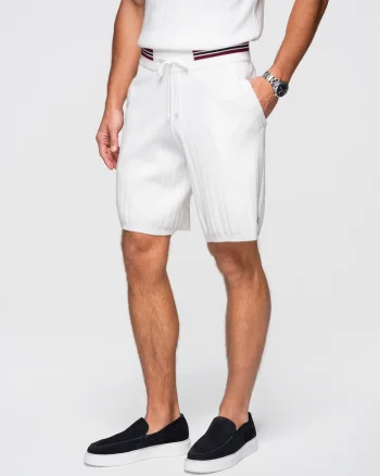 Pantaloni scurti din viscoza  OM-SRCS-0203, Alb