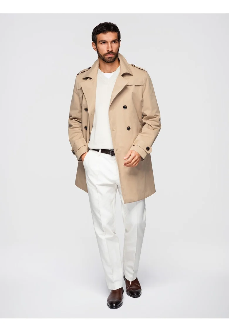 Trench elegant croiala slim  OM-COLC-0146, Bej