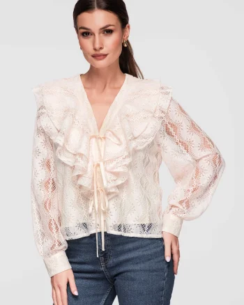 Bluza cu dantela  OW-TS-E0027, Bej