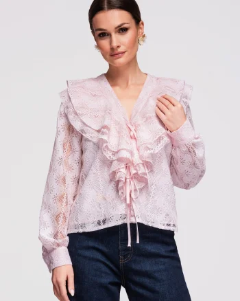 Bluza cu dantela  OW-TS-E0027, Roz