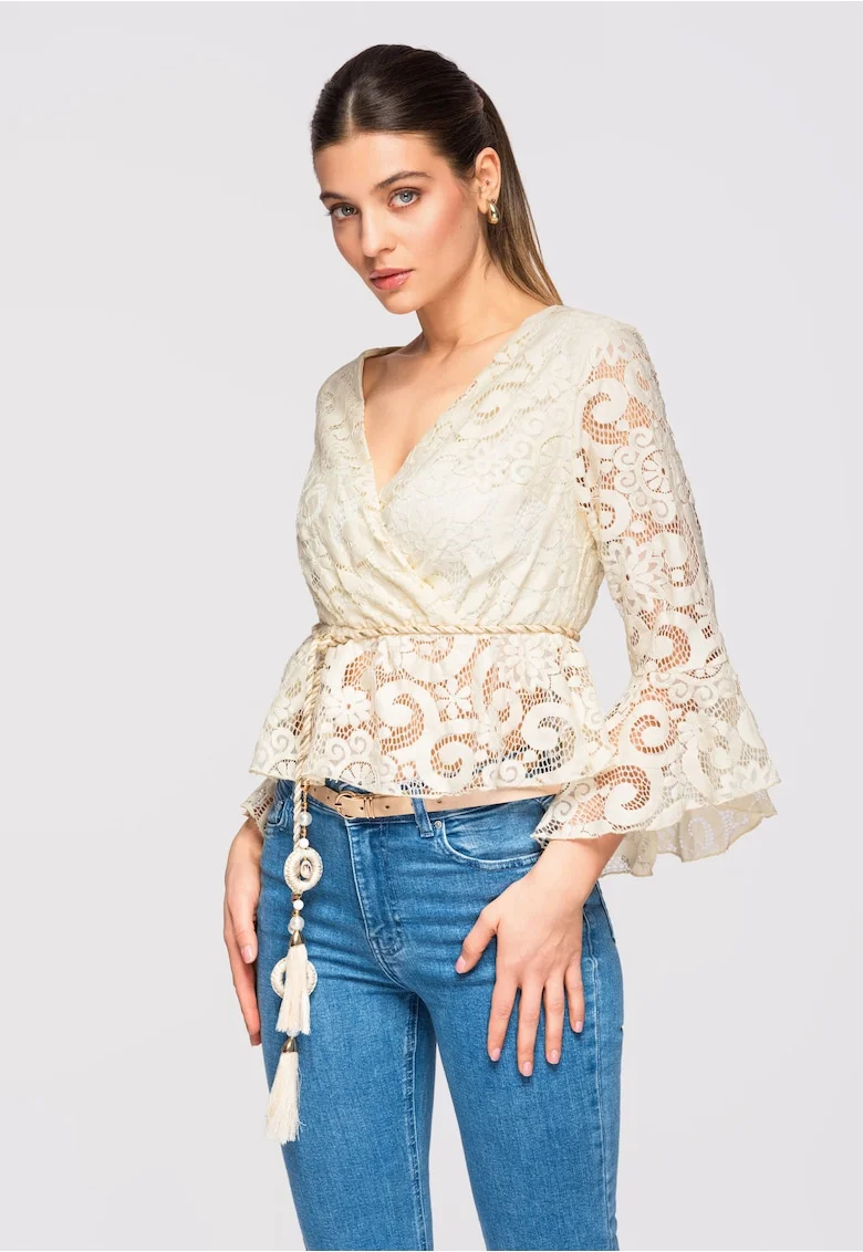 Bluza cu dantela  OW-TS-E0021, Bej