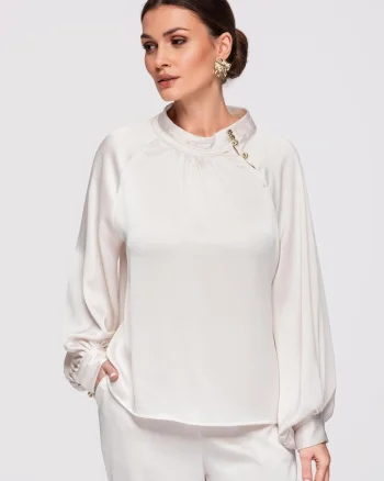Bluza cu croiala lejera  OW-TS-E0024, Alb murdar
