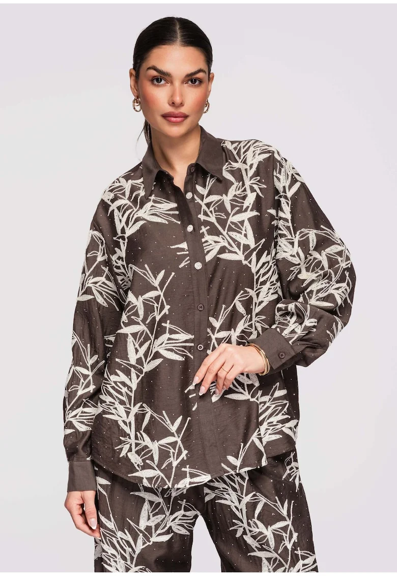 Camasa cu croiala lejera  OW-SH-E0016, Maro