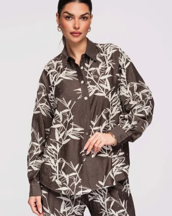 Camasa cu croiala lejera  OW-SH-E0016, Maro