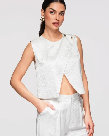 Bluza fara maneci  OW-TS-E0018, Alb murdar