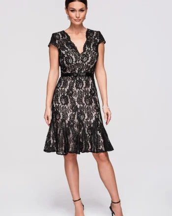 Rochie de seara midi  LA-OM-DLR294, Negru
