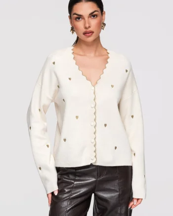 Cardigan din amestec de viscoza  OW-SWCD-0102, Bej