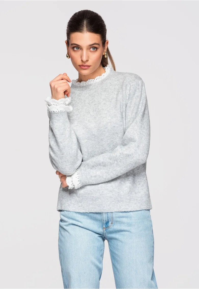 Pulover din amestec de lana  OW-SWSW-0105, Gri