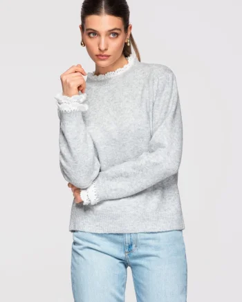 Pulover din amestec de lana  OW-SWSW-0105, Gri