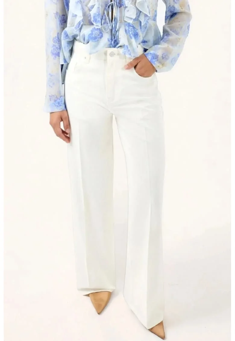 Blugi dama  picior larg, alb, denim 100% bumbac