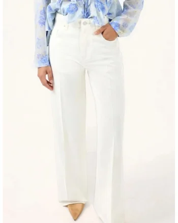 Blugi dama  picior larg, alb, denim 100% bumbac