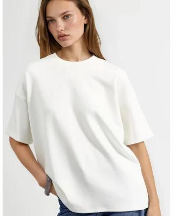 Tricou dama,  jerseu, supradimensionat, alb