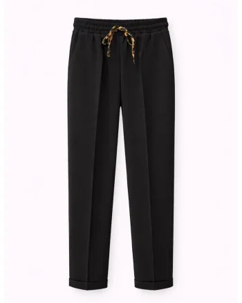 Pantaloni dama,  talie elastica, negru