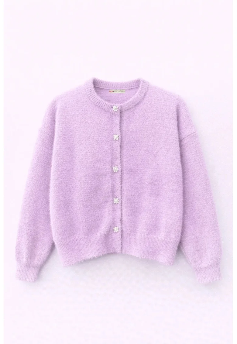 Cardigan Femei,  Texturat Supradimensionat, Poliester, Violet