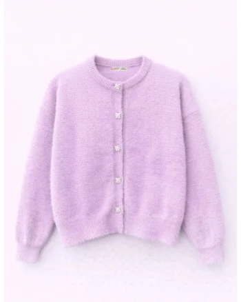 Cardigan Femei,  Texturat Supradimensionat, Poliester, Violet