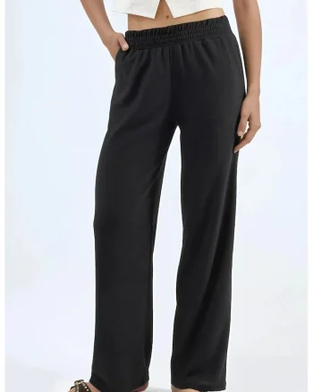 Pantaloni dama,  Colectia Ellie, texturati, negru, textil