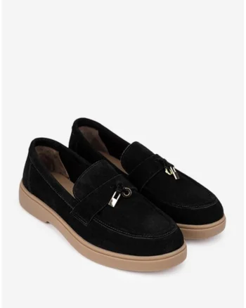 Pantofi negri din piele intoarsa pentru dama, Negru