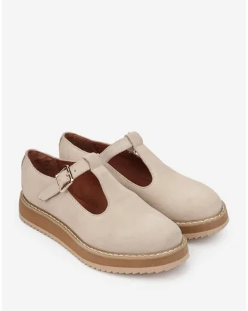 Pantofi din piele intoarsa pentru femei, Bej
