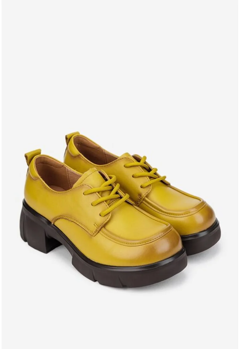 Pantofi dama  galben mustar din piele naturaladwqf, Galben