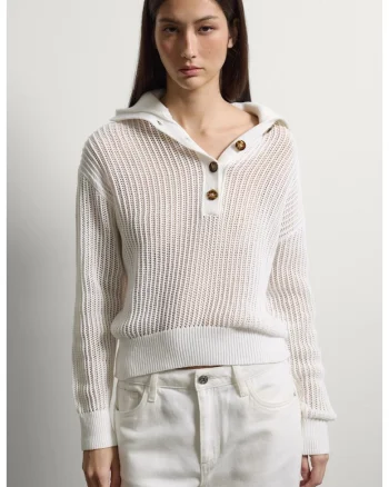 Pulover cu design cu perforatii, Alb