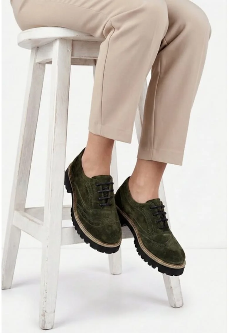Pantofi dama  kaki din piele intoarsa