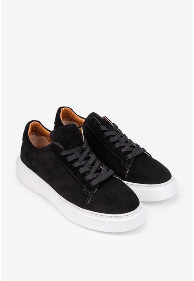 Pantofi barbati  din piele intoarsa neagra
