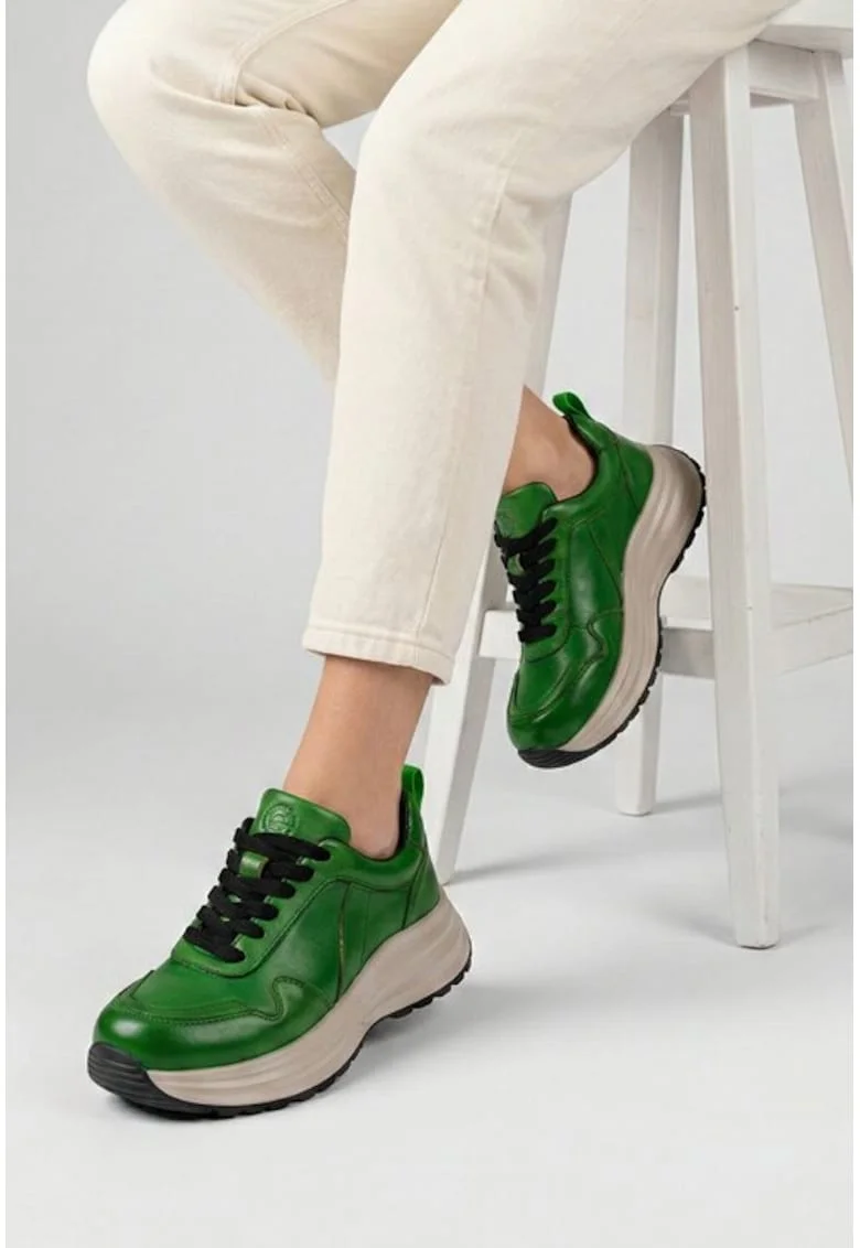 Pantofi dama  verzi din piele naturala - 318741, Verde