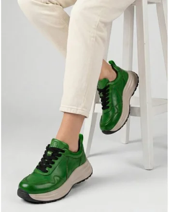 Pantofi dama  verzi din piele naturala - 318741, Verde