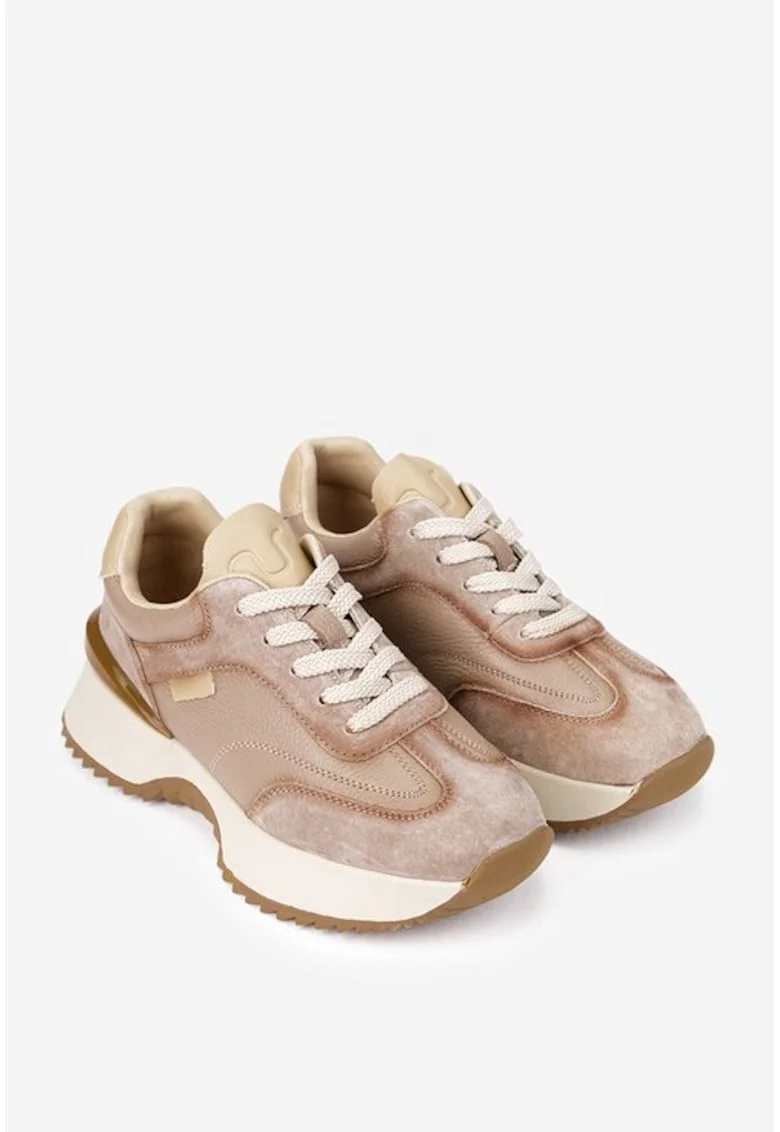 Pantofi  bej din piele, Bej