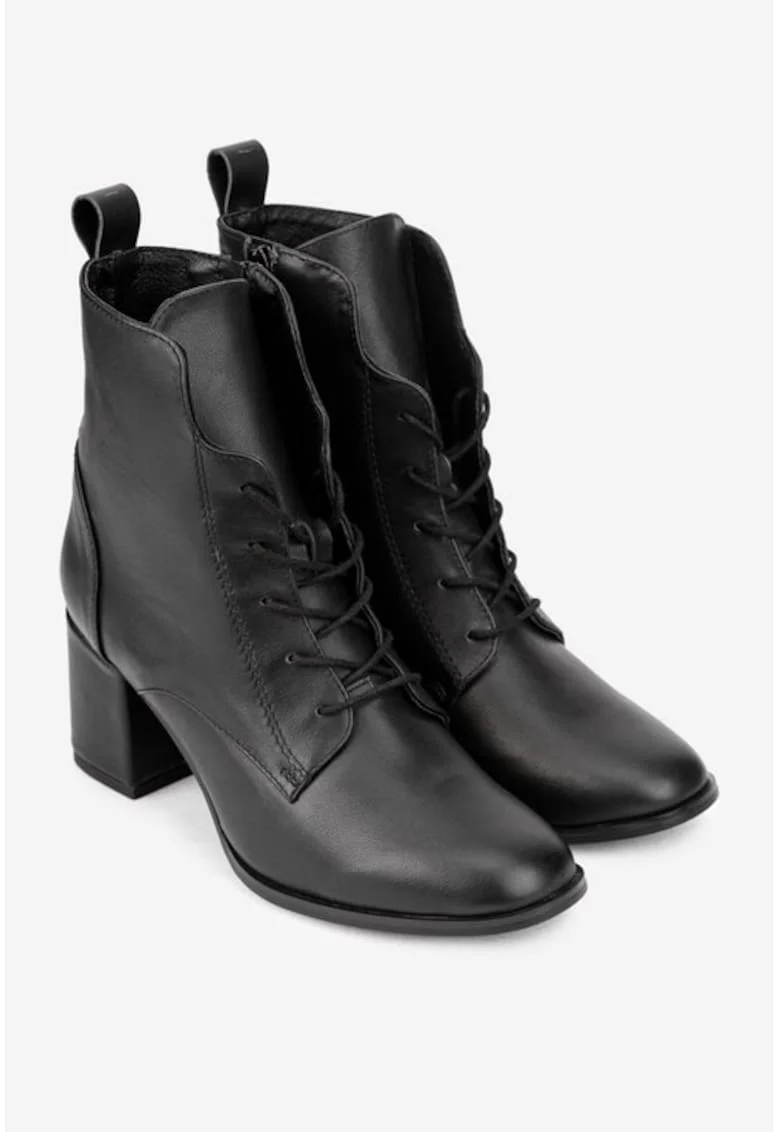 Botine negre din piele naturala, model pentru femei, Negru