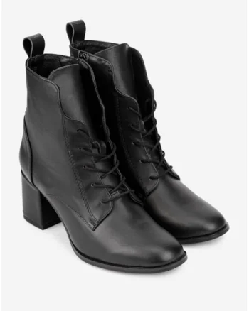 Botine negre din piele naturala, model pentru femei, Negru